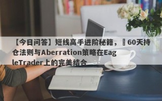 【今日问答】短线高手进阶秘籍，​60天持仓法则与Aberration策略在EagleTrader上的完美结合