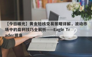 【今日曝光】黄金短线交易策略详解，波动市场中的盈利技巧全解析——Eagle Trader视角