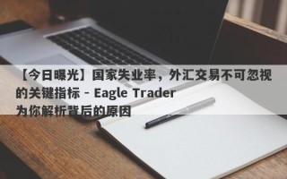 【今日曝光】国家失业率，外汇交易不可忽视的关键指标 - Eagle Trader为你解析背后的原因