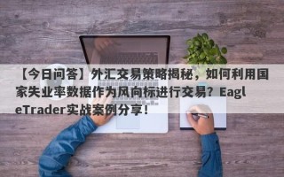 【今日问答】外汇交易策略揭秘，如何利用国家失业率数据作为风向标进行交易？EagleTrader实战案例分享！