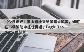 【今日曝光】黄金短线交易策略大解密，如何在市场波动中抓住机遇，Eagle Trader深度剖析