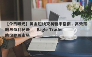 【今日曝光】黄金短线交易新手指南，高效策略与盈利秘诀——Eagle Trader助你驰骋市场