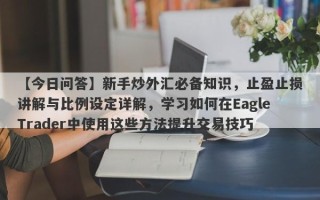 【今日问答】新手炒外汇必备知识，止盈止损讲解与比例设定详解，学习如何在EagleTrader中使用这些方法提升交易技巧