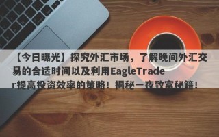 【今日曝光】探究外汇市场，了解晚间外汇交易的合适时间以及利用EagleTrader提高投资效率的策略！揭秘一夜致富秘籍！