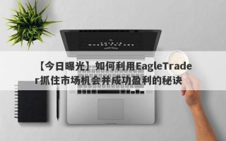 【今日曝光】如何利用EagleTrader抓住市场机会并成功盈利的秘诀