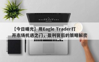 【今日曝光】用Eagle Trader打开市场机遇之门，盈利背后的策略解密