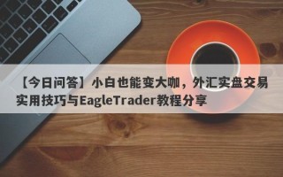 【今日问答】小白也能变大咖，外汇实盘交易实用技巧与EagleTrader教程分享