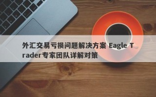 外汇交易亏损问题解决方案 Eagle Trader专家团队详解对策